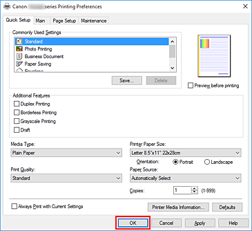 ごんページ Canon : PIXMA El Kitapları : TS8200 series : Temel Yazdırma Ayarları